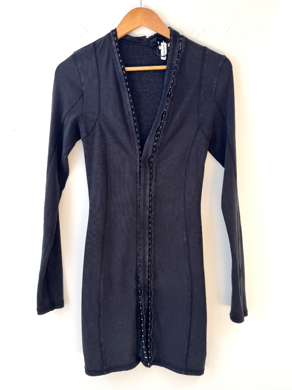 NWT Glenn Martens x H&M Black Ribbed Mini Dress - Black - MD